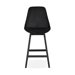 Mes Lot de 2 chaises de bar H66 cm en tissu noir pieds noirs - ELO