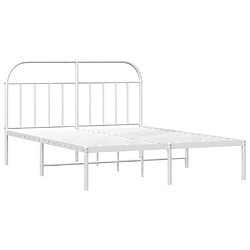 Acheter vidaXL Cadre de lit métal sans matelas et tête de lit blanc 140x190 cm