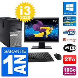 PC Tour Dell 9010 Ecran 19" Intel i3-3220 RAM 16Go Disque 2To Windows 10 Wifi · Occasion 