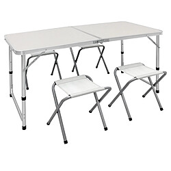 Ecd Germany Set table 4 chaises tabouret pliable portable extérieur picnic camping aluminium