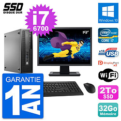 PC HP EliteDesk 800 G2 SFF Ecran 19" i7-6700 RAM 32Go SSD 2To Windows 10 Wifi · Occasion 