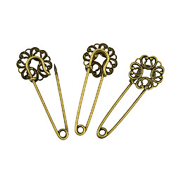 Acheter 10pcs Rétro Épingles à Nourrice Fleurs Broches Épingles en Cuivre Bronze pour Filigrane Artisanat Diy