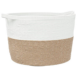 vidaXL Panier à linge marron et blanc Ø60x36 cm coton