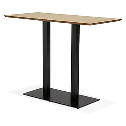 Acheter Alterego Table haute design 'ZUMBA BAR' en bois finition naturelle avec pied en métal noir - 150x70 cm