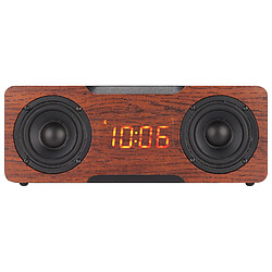 ComfortXL Enceinte bluetooth en bois avec horloge numérique - haut-parleur sans fil prenant en charge bluetooth aux et la lecture de cartes mémoire - aspect bois brun