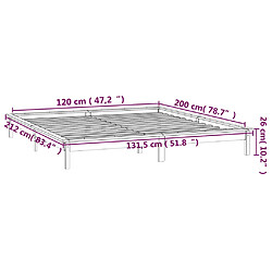 vidaXL Cadre de lit à LED sans matelas blanc 120x200 cm bois massif pas cher