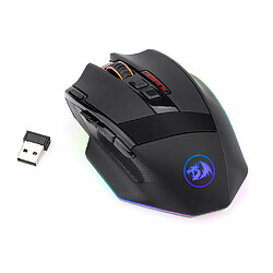 Universal Souris gaming sans fil à deux modes LED RGB rétroéclairée MMO 9 Souris à bouton programmable pour les joueurs de jeux informatiques(Le noir)