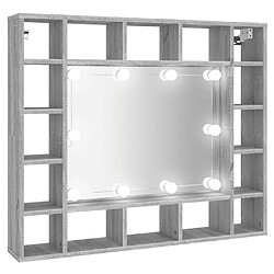 vidaXL Armoire à miroir avec LED Sonoma gris 91x15x76,5 cm