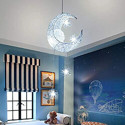 STOEX Lustre Suspension Plafonnier Led Lampe , Lune Étoile Fée Creative Chambre STOEX Lustre Suspension Plafonnier Led Lampe , Lune Étoile Fée Creative Chambre Lampe Suspendue pour Chambre Denfants Salon Décoration Maison Lumière blanche