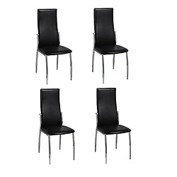 Maison Chic Lot de 4 Chaises à manger,Chaise pour cuisine noir similicuir -MN58617