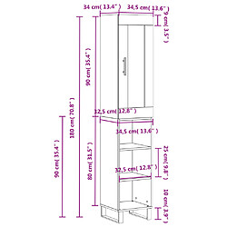 vidaXL Buffet haut Chêne marron 34,5x34x180 cm Bois d'ingénierie pas cher
