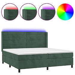 vidaXL Sommier à lattes de lit matelas et LED Vert foncé 200x200 cm