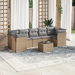 Maison Chic Salon de jardin avec coussins 8 pcs | Ensemble de Table et chaises | Mobilier d'Extérieur beige résine tressée -GKD14450