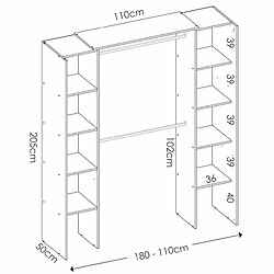 Avis Pegane Armoire placard extensible coloris blanc - Longueur 110-180 x Hauteur 205 x Profondeur 50 cm