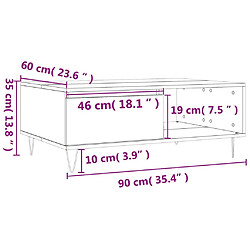 vidaXL Table basse sonoma gris 90x60x35 cm bois d'ingénierie pas cher