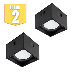 HOROZ ELECTRIC Lot de 2 Plafonniers LED carré 10W 700lm 4200K Noir