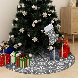 vidaXL Jupe de sapin de Noël de luxe avec chaussette Gris 122 cm Tissu