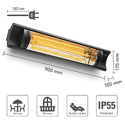 TROTEC Radiant infrarouge électrique IR 2005 d’extérieur, 3000 W, chauffage d'extérieur, chauffage de terrasse, chauffage d'appoint