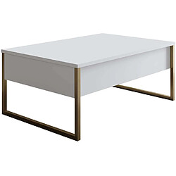 Hanah Home Table basse en aggloméré blanc et métal doré Luxe.