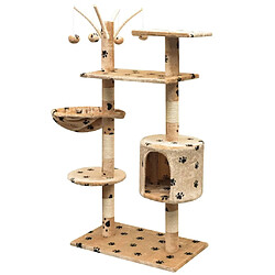 Arbre à chat,niche pour chat et griffoir Sisal 125 cm Empreintes de pattes Beige -MN28567