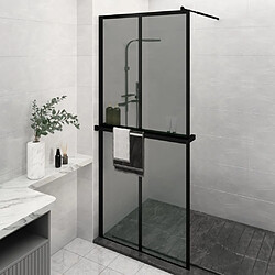 Maison Chic Paroi de douche | Écran de douche | Cloison de douche avec étagère Noir 100x195cm Verre ESG&Aluminium -GKD12576