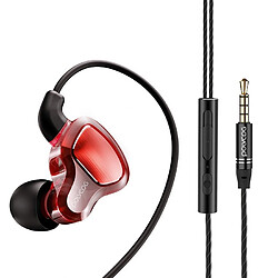 Wewoo Écouteur intra-auriculaire POLVCDG D6T 3.5mm Interface Double cercle mobile dans l'oreille stéréo filaire pour Xiaomi / OPPO / Huawei / VivoVersion de mise à niveau améliorée Rouge