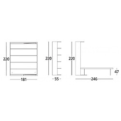 Inside 75 MATRIMONIALE Armoire lit verticale pivotante couchage 160 * 200 cm coloris noyer