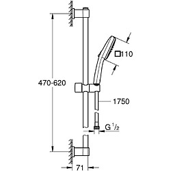 Avis Ensemble de douche avec pommeau 2 jets, barre et flexible - GROHE Vitalio Comfort 110 26928001 - Sélection facile - Economie d'eau