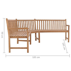 Maison Chic Banc d'angle de jardin | Banc d'extérieur 185x185x90 cm bois de teck solide -GKD31628 pas cher