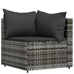 Avis vidaXL Salon de jardin 3 pcs avec coussins Gris Résine tressée