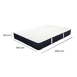 Visiodirect Matelas réversible NORA, Queen Size, 160x200 cm, en mousse mémoire de forme haute adaptabilité et ergonomique