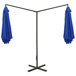 Avis vidaXL Parasol de jardin double avec mât en acier bleu azuré 600 cm