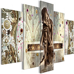 Decoshop26 Tableau toile de décoration murale impression premium en 5 parties sur châssis en bois motif Le rêve de Bouddha 200x100cm 11_0017439 