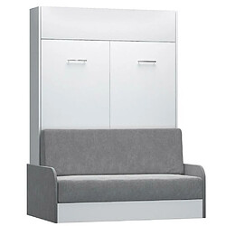 Inside 75 Armoire lit escamotable DYNAMO SOFA canapé et accoudoirs microfibre gris couchage 140*200 cm 