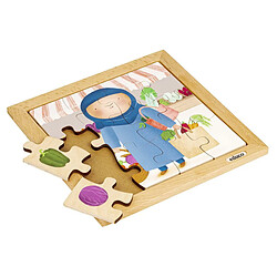 Educo Puzzle en Bois - Mon sac à provisions - légumes - jeu Montessori 