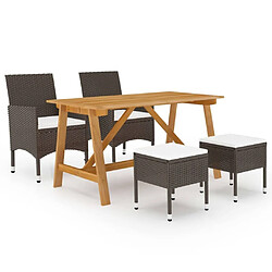 Maison Chic Ensemble de salle à manger de jardin 5 pcs,Table et chaises d'extérieur Marron -GKD580122