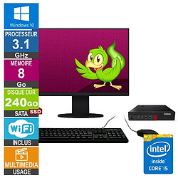 Lenovo M910x Tiny i5-6500T 3.10GHz 8Go/240Go SSD Wifi W10 + Ecran 20 - Reconditionné