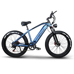 Tifgalop ES28 Vélo électrique pour adultes 26" VTT électrique avec batterie amovible 48 V 18 Ah 1000 W Fat Bike - Bleu