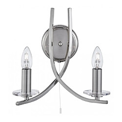 Searchlight Applique 2 ampoules Ascona, en argent satiné et verre