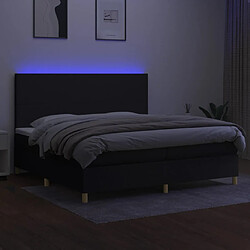 Avis vidaXL Sommier à lattes de lit et matelas et LED Noir 200x200 cm Tissu