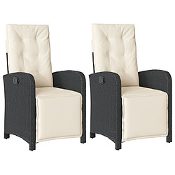 Maison Chic Lot de 2 Chaises inclinables de jardin repose-pied noir rotin -GKD21154