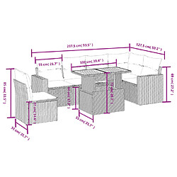 Acheter vidaXL Salon de jardin avec coussins 7 pcs beige résine tressée