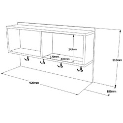 Avis Toilinux Etagère murale 2 niches et patères en bois - Blanc