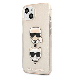 Karl Lagerfeld Glitter Karl & Choupette Head - Coque pour iPhone 13 mini (Or)