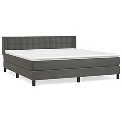 Maison Chic Lit Adulte - Lit simple Lit à sommier tapissier et matelas moelleux - Meuble de Chambre - Gris foncé 160x200cm Velours -MN80610