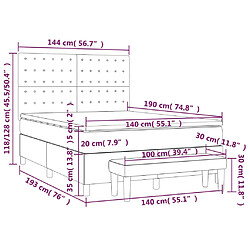 vidaXL Sommier à lattes de lit avec matelas Gris clair 140x190cm Tissu pas cher