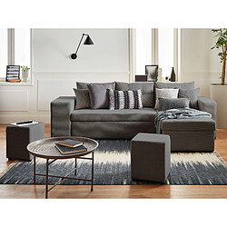 Bestmobilier California - canapé d'angle réversible convertible - avec coffre, tablette et poufs - en velours côtelé - 4 places