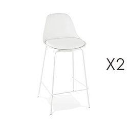 Mes Lot de 2 tabourets de bar H65 cm blanc - ADRYA