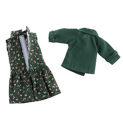 Vêtement Sans Manches Floral à Manches + Tenue Manteau Pour Poupées De 12 Po 'blythe Vert