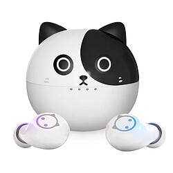 Chrono Chronus Kids Écouteurs sans fil Chronus Cute Cat Design In-Ear HiFi Stéréo TWS Écouteurs sans fil pour enfants Cadeau adulte 36H Playtime Bluetooth 5.0 Casque avec double microphone pour le sport d'entraînement(Blanc) 